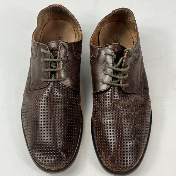 Saks Fifth Avenue Brown Leather Perforated Derby Shoe Mens 7.5 Lace Up 1.25 Heel main image 9